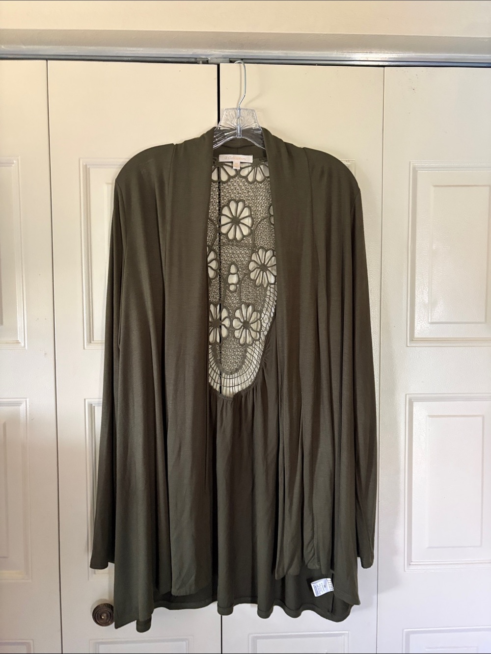 Womens Crocheted Boho Cottagecore Cardigan Lightweight Open Front Drape Flowy 2X